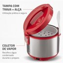 Ver imagem 3 de Panela Eletrica de Arroz Mondial Inox Red 500W Faz 6 Xicaras 110V