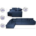 Ver imagem 2 de Sofá de Canto 4.80x2.36m Retrátil e Reclinável com Molas Cama inBox Platinum Esquerdo Suede Azul