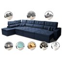 Ver imagem 3 de Sofá de Canto 4.80x2.36m Retrátil e Reclinável com Molas Cama inBox Platinum Esquerdo Suede Azul