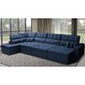 Sofá de Canto 4.80x2.36m Retrátil e Reclinável com Molas Cama inBox Platinum Esquerdo Suede Azul - 1