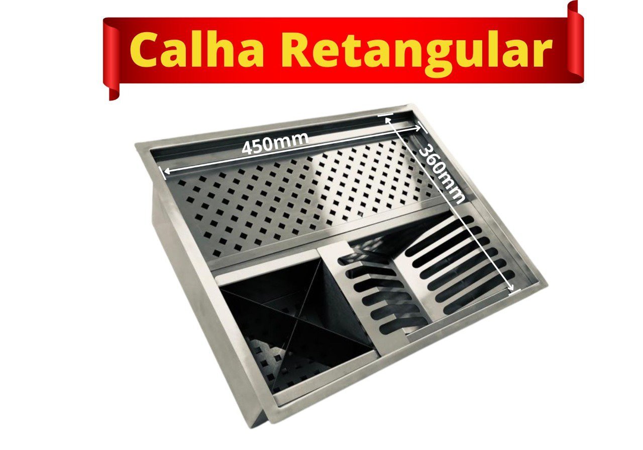 Calha Retangular Pia Gourmet Em Inox De Embutir Luxo AJL STORE - 2