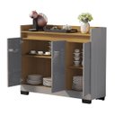 Ver imagem 3 de Buffet Balcão Aparador Real 3 Portas Cozinha Escritório Sala Cantinho do Café Cinza Onix Mel Dlucca