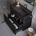 Ver imagem 3 de Gabinete com Lavatório 80cm x 60cm de 2 Gavetas Flow Preto