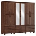 Ver imagem 2 de Guarda-Roupa Bipartido 6 Portas 6 Gavetas 100% Madeira Maciça Linha Ouro Marrom/Café