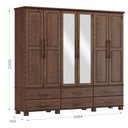 Ver imagem 3 de Guarda-Roupa Bipartido 6 Portas 6 Gavetas 100% Madeira Maciça Linha Ouro Marrom/Café
