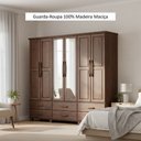 Ver imagem 5 de Guarda-Roupa Bipartido 6 Portas 6 Gavetas 100% Madeira Maciça Linha Ouro Marrom/Café