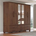 Ver imagem 1 de Guarda-Roupa Bipartido 6 Portas 6 Gavetas 100% Madeira Maciça Linha Ouro Marrom/Café
