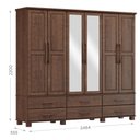 Ver imagem 3 de Guarda-Roupa Bipartido 6 Portas 6 Gavetas 100% Madeira Maciça Linha Ouro