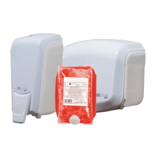 Kit Dispenser P.Higiênico Interfolhado Branco/Cristal + Saboneteira Refil Branco/Cristal + Sabonete 
