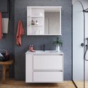 Ver imagem 2 de Gabinete de Banheiro 80cm Estela com Espelheira 01 Gavetão e 1 Basculante Branco com Lavatório