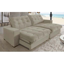 Sofá Retrátil e Reclinável 2,30 Molas Ensacadas Pillow Top Veludo Califórnia Bege | Camurça - 2