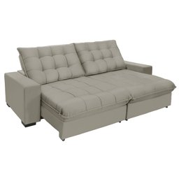 Sofá Retrátil e Reclinável 2,30m Molas Ensacadas Pillow Top Veludo Califórnia Bege | Camurça - 2