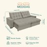Sofá Retrátil e Reclinável 2,30m Molas Ensacadas Pillow Top Veludo Califórnia Bege | Camurça - 3