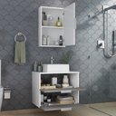 Ver imagem 3 de Conjunto Gabinete Banheiro Rubi 60cm - Gabinete + Cuba + Espelheira - Branco/cinza