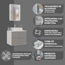 Ver imagem 7 de Conjunto Gabinete Banheiro Rubi 60cm - Gabinete + Cuba + Espelheira - Branco/cinza