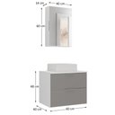 Ver imagem 6 de Conjunto Gabinete Banheiro Rubi 60cm - Gabinete + Cuba + Espelheira - Branco/cinza