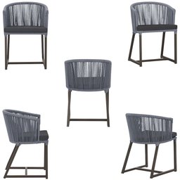 3 Cadeiras de Jantar Área Noronha em Alumínio com Pintura Marrom Corda Náutica E11 Trama Original - 5