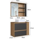 Ver imagem 5 de Gabinete de Banheiro 80cm Estela com Espelheira 01 Gavetão e 1 Basculante Mel/Grafite com Cuba Branc Marrom