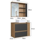 Ver imagem 4 de Gabinete de Banheiro 80cm Estela com Espelheira 01 Gavetão e 1 Basculante Mel/Grafite com Cuba Branc Marrom