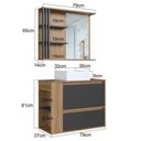 Ver imagem 6 de Gabinete de Banheiro 80cm Estela com Espelheira 01 Gavetão e 1 Basculante Mel/Grafite com Cuba Branc Marrom