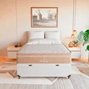 Ver imagem 4 de Cama Box Baú Viúva + Colchão Paris Molas Ensacadas Bege Couro Branco/bege