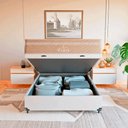 Ver imagem 2 de Cama Box Baú Viúva + Colchão Paris Molas Ensacadas Bege Couro Branco/bege