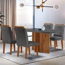 Ver imagem 1 de Mesa Olímpia 120cm Mdf Vidro Canto Reto 4 Cadeiras Athenas