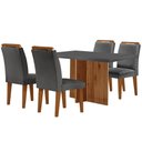Ver imagem 2 de Mesa Olímpia 120cm Mdf Vidro Canto Reto 4 Cadeiras Athenas