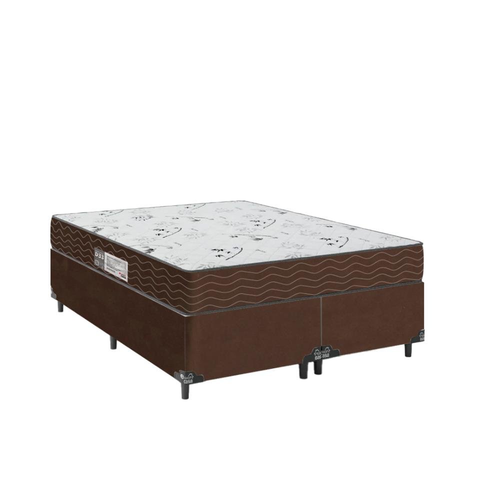 Cama Box Casal Bipartido + Colchão D33 One Face - Suede Marrom