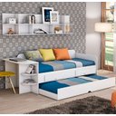 Ver imagem 2 de Cama de Solteiro com Mesinha e cama auxiliar Cimol Branco i Bicama