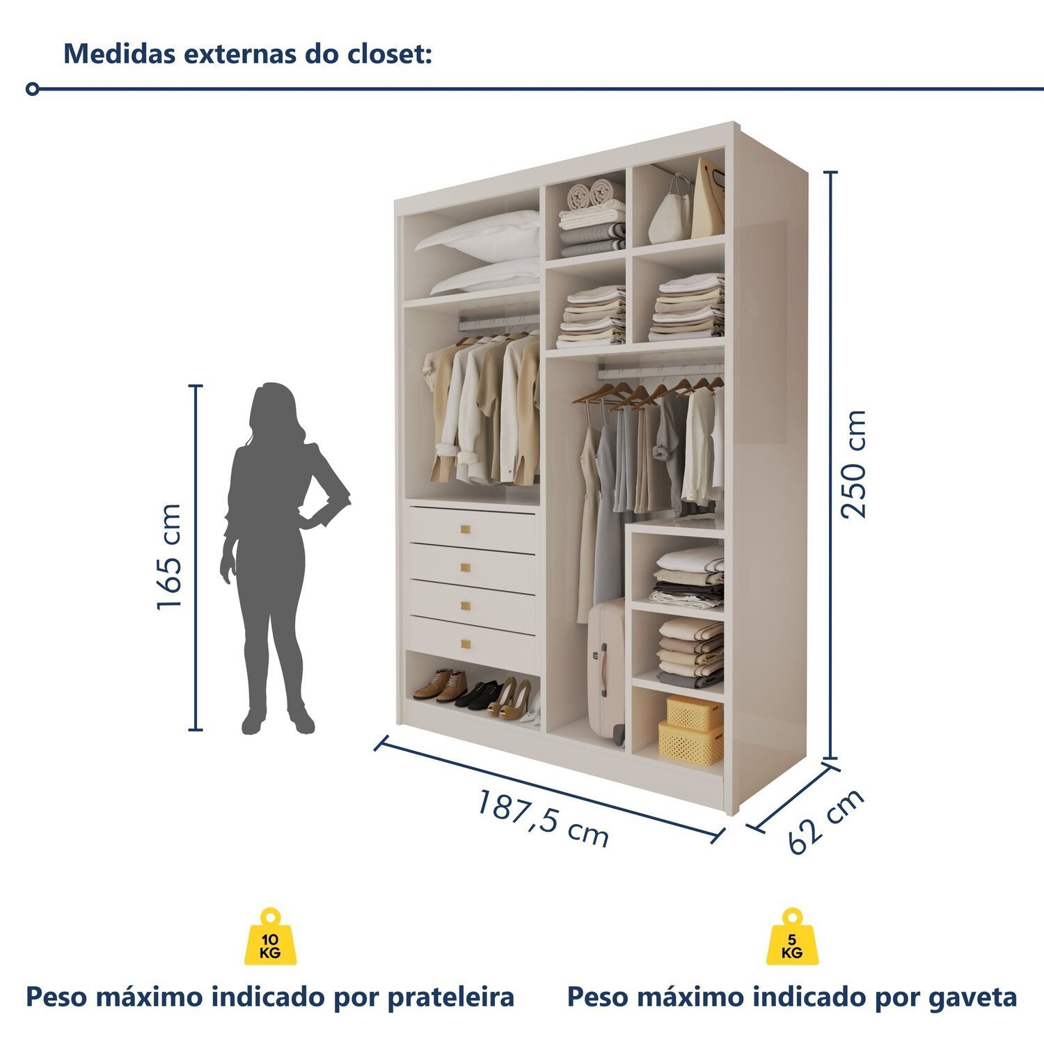 Closet Casal sem Portas 4 Gavetas Eloá - 3