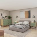 Ver imagem 1 de Conjunto 3 Peças, 2 Mesas de Cabeceira e 1 Cômoda 6 Gavetas com Pés em Madeira Maciça