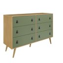 Ver imagem 2 de Conjunto 3 Peças, 2 Mesas de Cabeceira e 1 Cômoda 6 Gavetas com Pés em Madeira Maciça