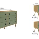 Ver imagem 3 de Conjunto 3 Peças, 2 Mesas de Cabeceira e 1 Cômoda 6 Gavetas com Pés em Madeira Maciça