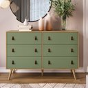 Ver imagem 5 de Conjunto 3 Peças, 2 Mesas de Cabeceira e 1 Cômoda 6 Gavetas com Pés em Madeira Maciça