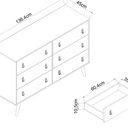 Ver imagem 6 de Conjunto 3 Peças, 2 Mesas de Cabeceira e 1 Cômoda 6 Gavetas com Pés em Madeira Maciça