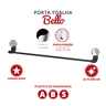 Porta Toalha para Banheiro Linha Bello Cor Preto e Cromado Durín - 2