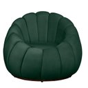 Ver imagem 2 de Poltrona Decorativa Concha Base Arco Giratória Veludo Cor:verde