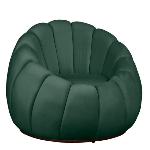 Poltrona Decorativa Concha Base Arco Giratória Veludo Cor:verde