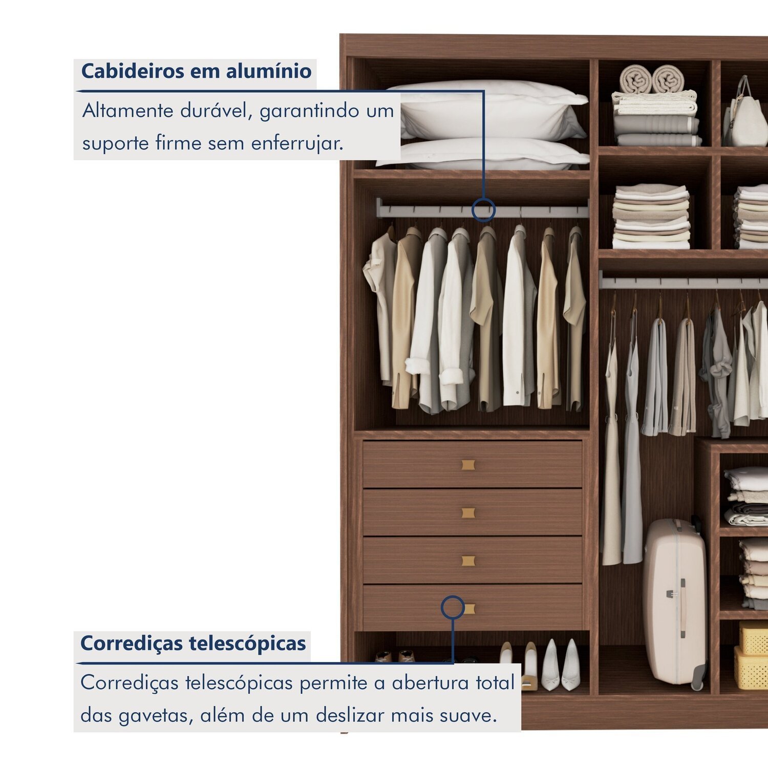 Closet Casal sem Portas 4 Gavetas Eloá - 4