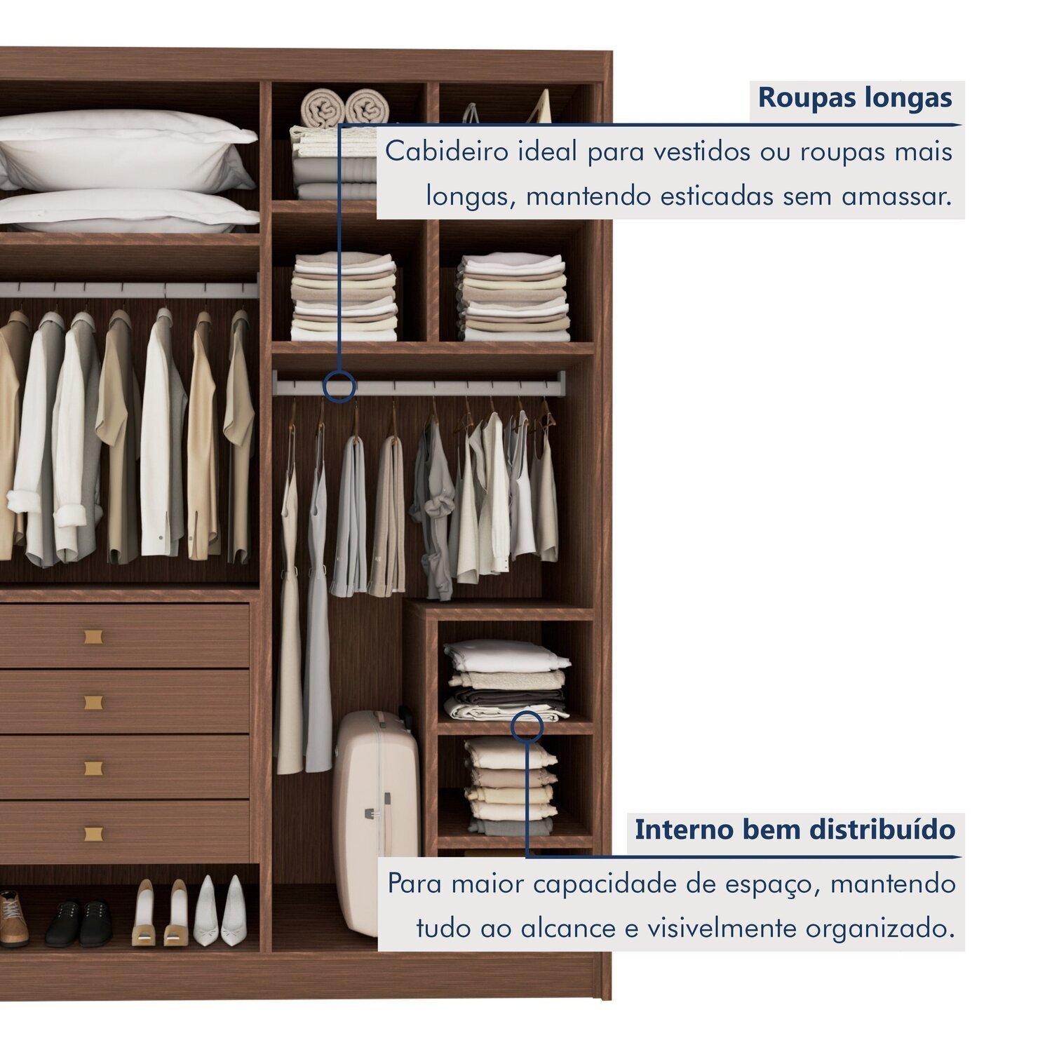 Closet Casal sem Portas 4 Gavetas Eloá - 6