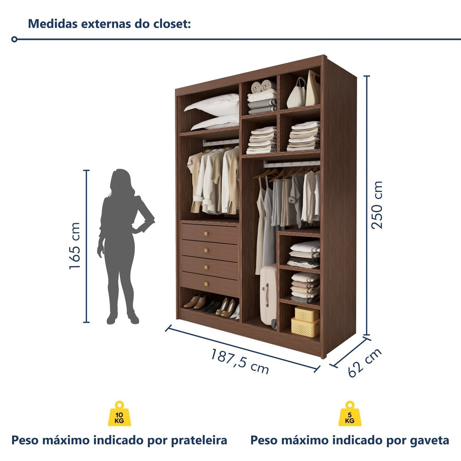 Closet Casal sem Portas 4 Gavetas Eloá - 3