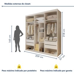Closet Casal sem Portas 4 Gavetas Miami - 3