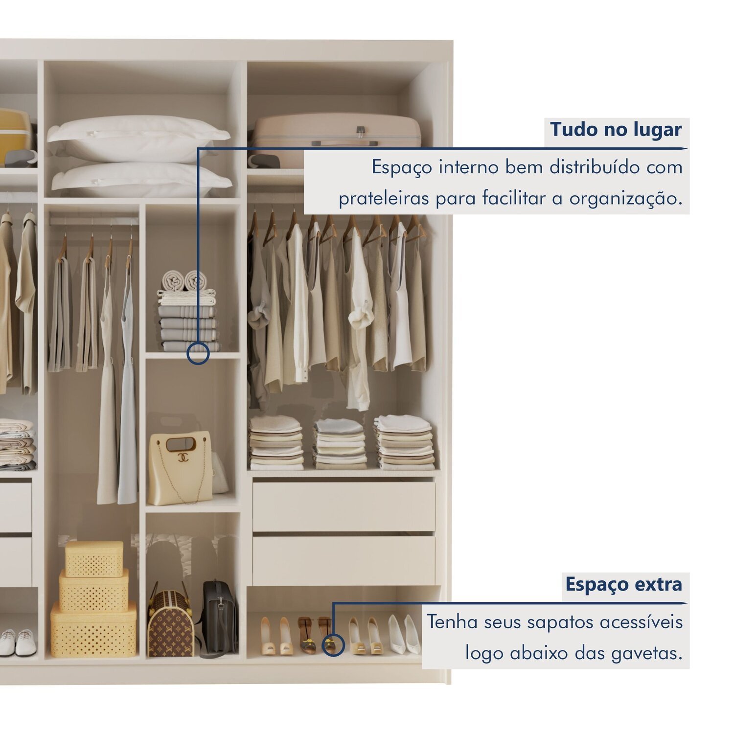 Closet Casal sem Portas 4 Gavetas Miami | MadeiraMadeira