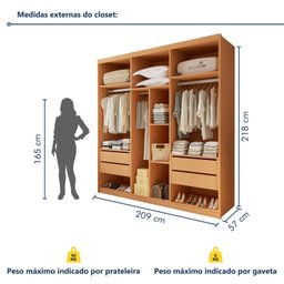 Closet Casal sem Portas 4 Gavetas Miami - 7