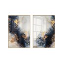 Ver imagem 3 de Dupla Quadros Mármore Elegante Linhas Douradas Azul para Sala