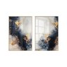 Dupla Quadros Mármore Elegante Linhas Douradas Azul para Sala - 3