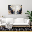 Ver imagem 4 de Dupla Quadros Mármore Elegante Linhas Douradas Azul para Sala
