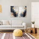 Ver imagem 2 de Dupla Quadros Mármore Elegante Linhas Douradas Azul para Sala