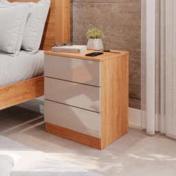 Mesa de Cabeceira Paris - Mais Móveis Cinamomo/offwhite - 2